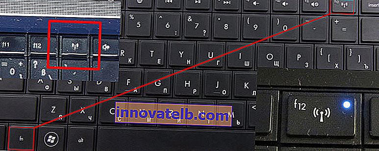 Fn + F12 billentyűk egy HP laptopon a Wi-Fi bekapcsolásához