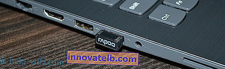 Pripojenie bezdrôtovej rádiovej myši cez prijímač k notebooku 