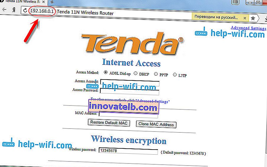 Belépünk a Tenda router beállításaiba