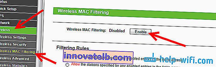 Slå trådløs MAC-filtrering til på Tp-Link