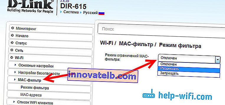 Wi-Fi eszközök MAC szűrője a D-Linken