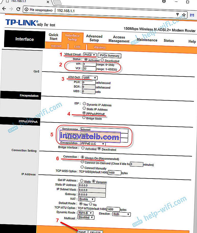 Konfigurieren von ADSL Internet TP-Link TD-W8951ND