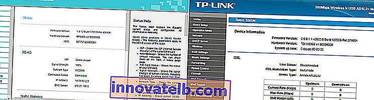webes felület ADSL vagy 3G / 4G modem TP-Link