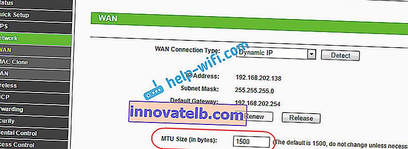 Schimbarea MTU la Tp-Link, în caz de probleme cu încărcarea site-urilor