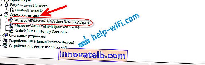 Verificarea driverului adaptorului Wi-Fi în Windows 7