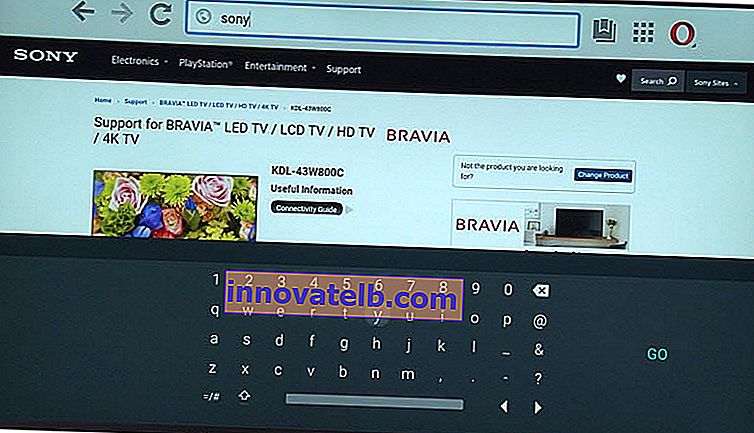 Browser på internettet på et Sony TV