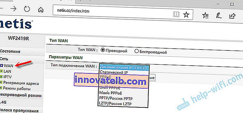 Konfigurerer WAN på Netis WF2419 Router