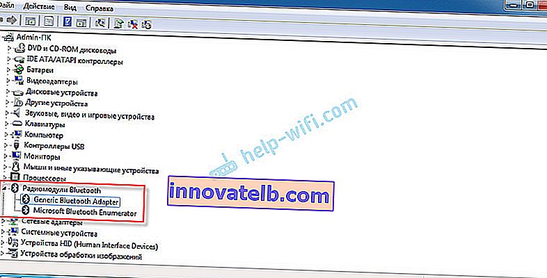 Vyhľadajte Bluetooth v Správcovi zariadení systému Windows 7