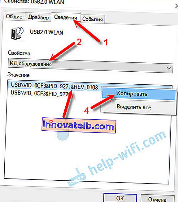 Vyhľadajte ovládač Wi-Fi podľa ID hardvéru