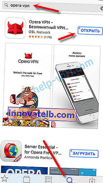 Installation af Opera VPN på iPhone og iPad
