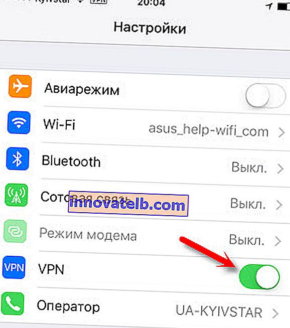 VPN-kontroll via iPad-innstillinger