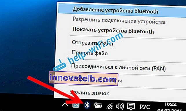 Foto: icono de Bluetooth en la barra de notificaciones en Windows 10