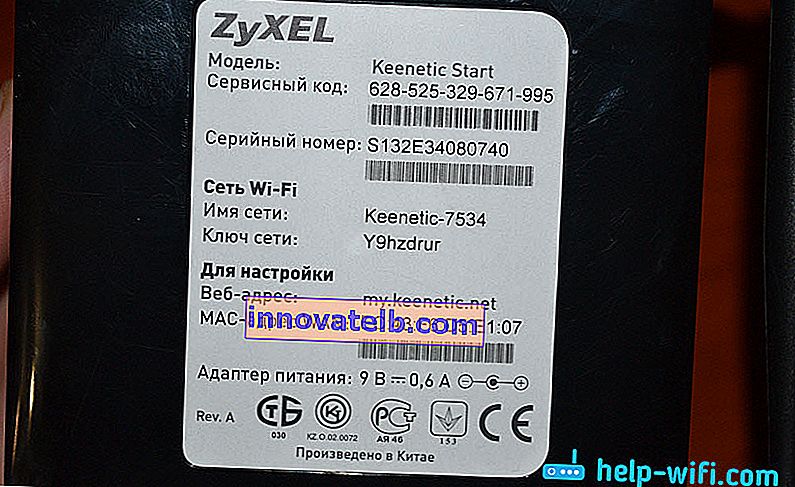 Standarddata (navn, adgangskode, adresse) på ZyXEL Keenetic-routeren