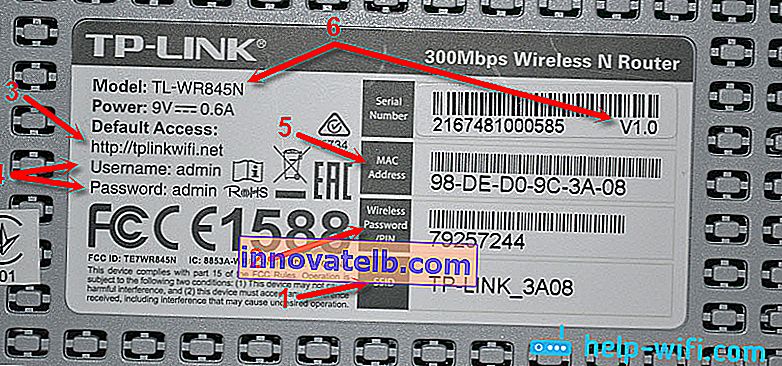 Wi-Fi jelszó, cím, bejelentkezés a TP-Link útválasztón