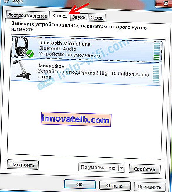 Bluetooth-mikrofon via trådløse hovedtelefoner i Windows 7