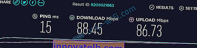 Csatlakozási sebesség a TP-Link Archer A5 routeren keresztül LAN-on keresztül