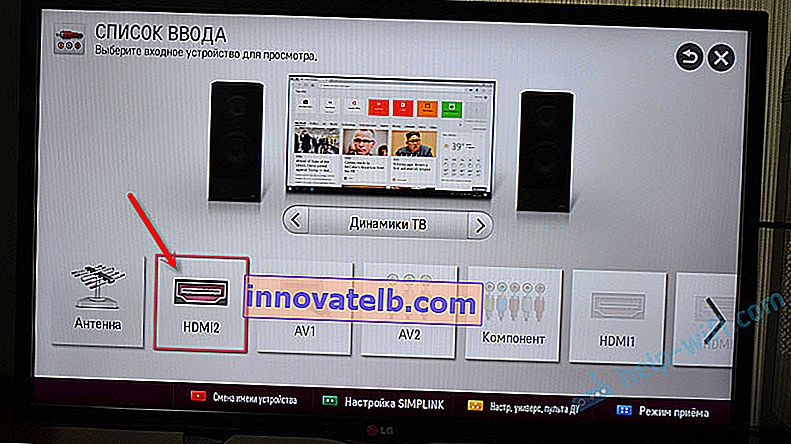 Selección de la fuente HDMI en la TV