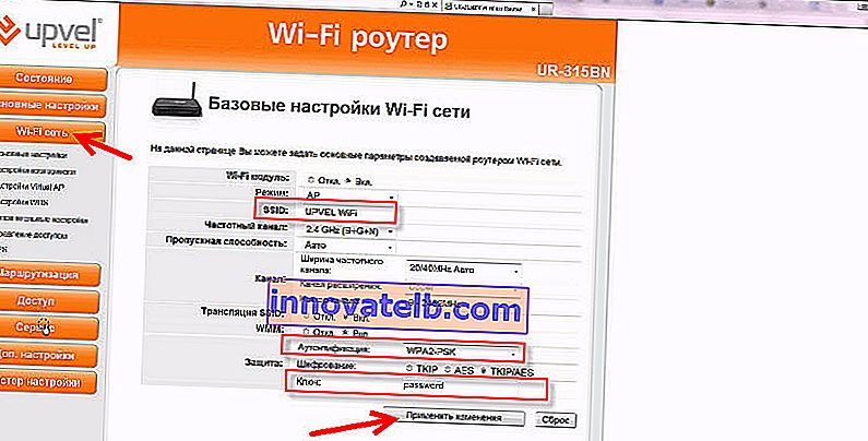 Ændring af Wi-Fi-netværksnavn og adgangskode på UPVEL UR-315BN