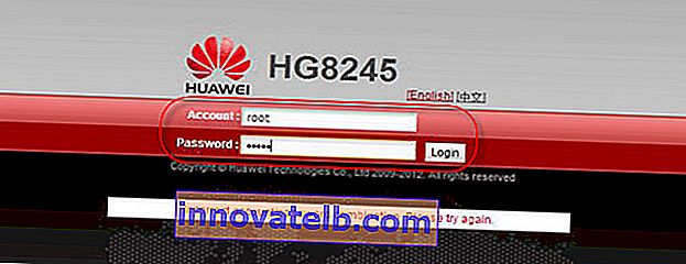 Autentificare și parolă pentru a introduce Huawei HG8245